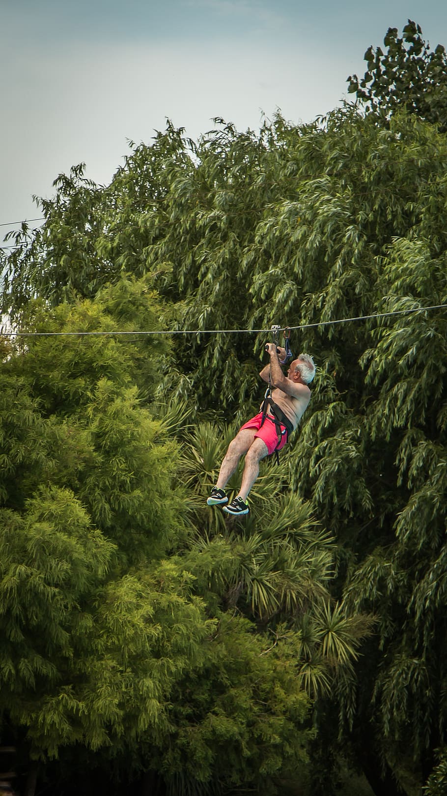 man, hanging, nature, tyrolean, mar del plata, sport, adventure HD wallpaper