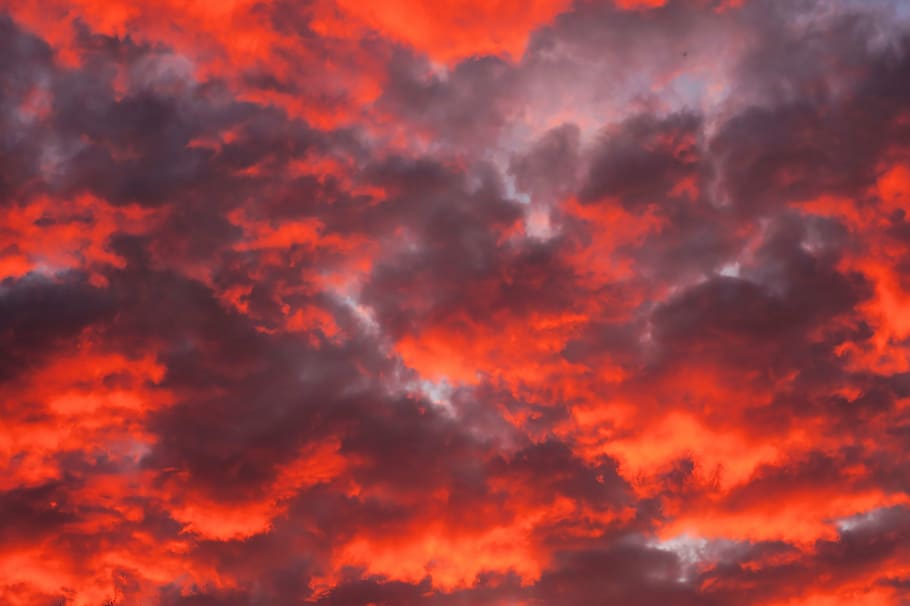 orange and gray clouds digital wallpaper, sunset, afterglow HD wallpaper