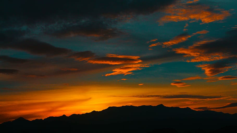 sunset photography, silhouette, clouds, landscape, sky, cloud - sky HD wallpaper