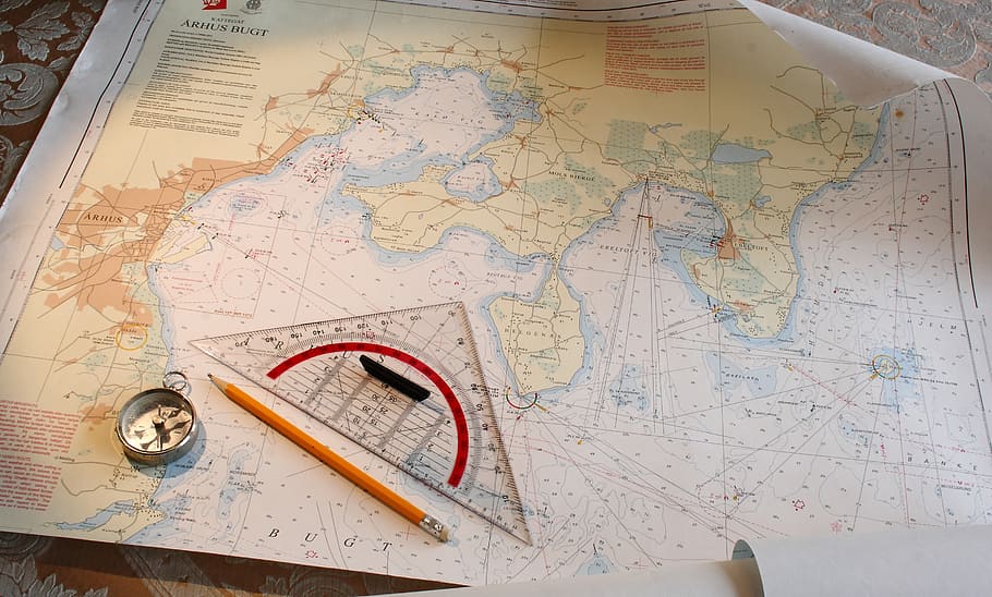 maritim, navigation, chart, compass, protractor, ruler, pencil HD wallpaper