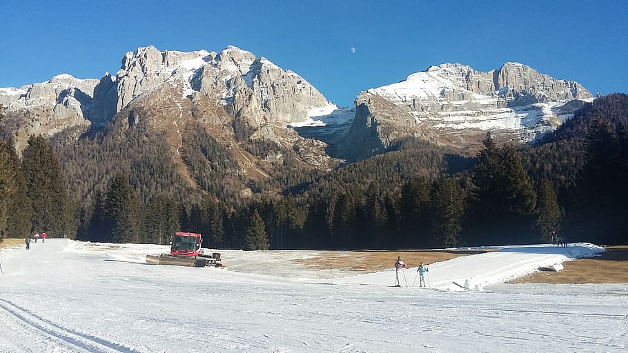 alps, dolomites, madonna-di-campiglio, little snow, mountain, HD wallpaper