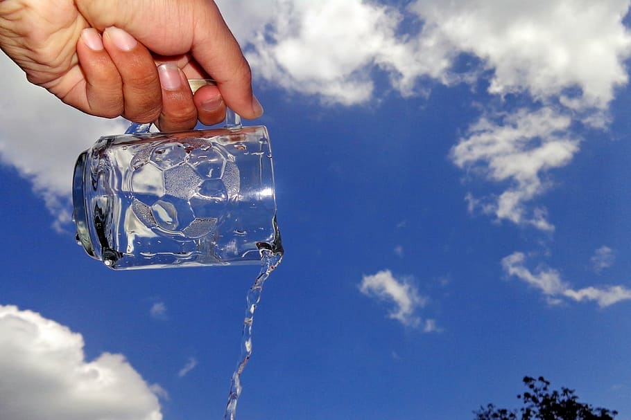 conceptual, idea, creativity, style, blue, sky, clouds, hand HD wallpaper