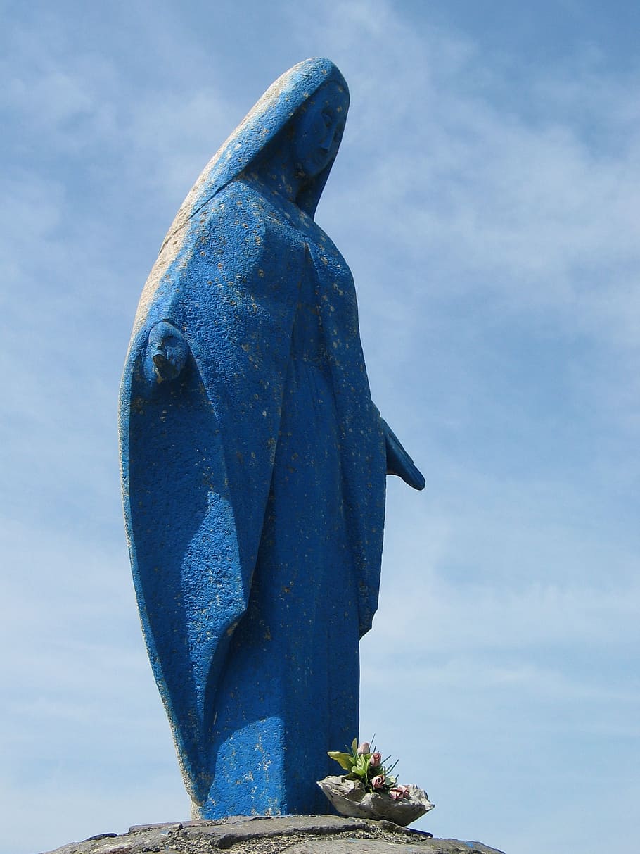 ikon, maria, blue, image, statue, religion, sculpture, art and craft HD wallpaper