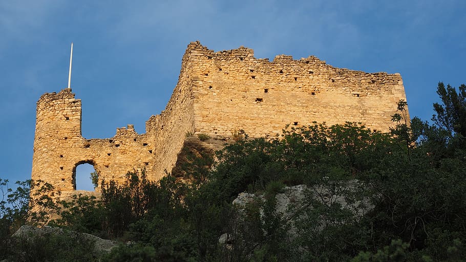 ruin, ruin of philippe de cabassolle, castle, burgruine, fontaine-de-vaucluse, HD wallpaper