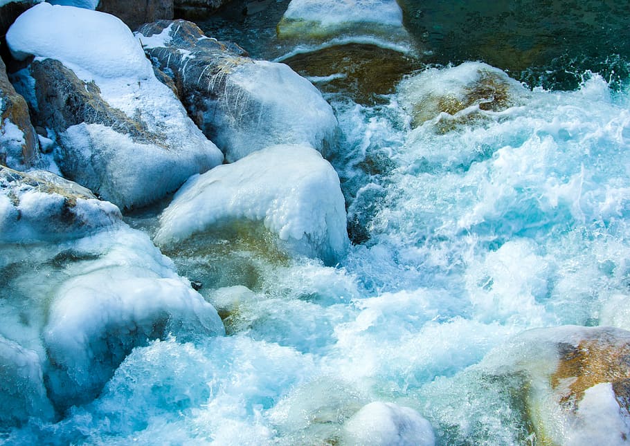 waters, nature, cold, winter, ice, snow, river, frost, frozen HD wallpaper