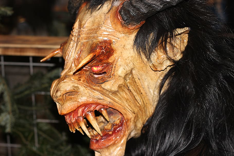 devils, costume, black, brown, beige, colors, dark, animal body part HD wallpaper