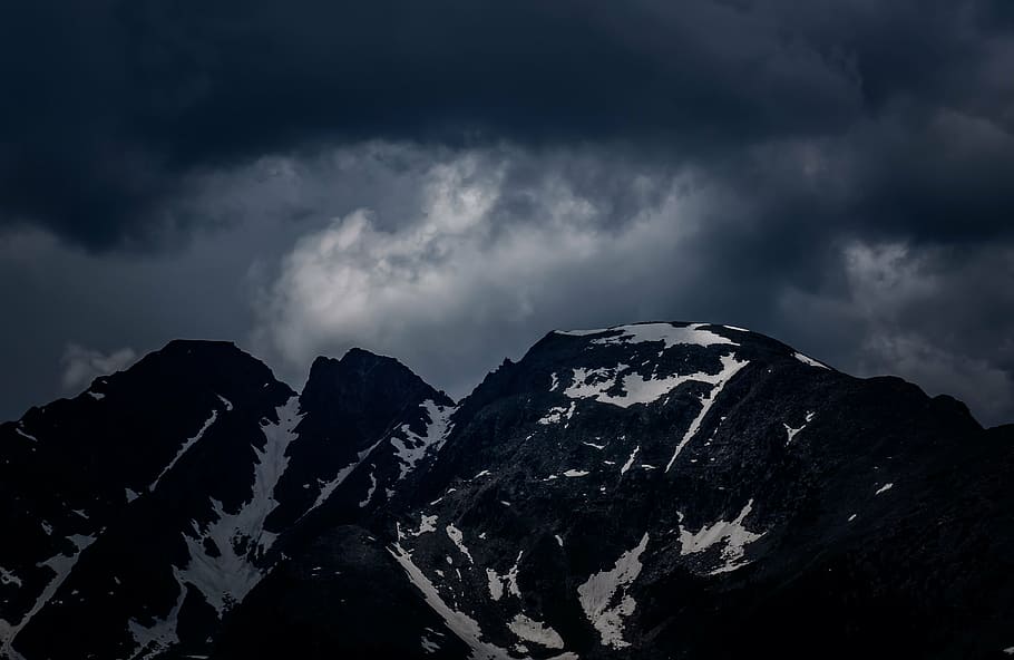 clouds, cold, landscape, mountain, nature, outdoors, snow, winter HD wallpaper