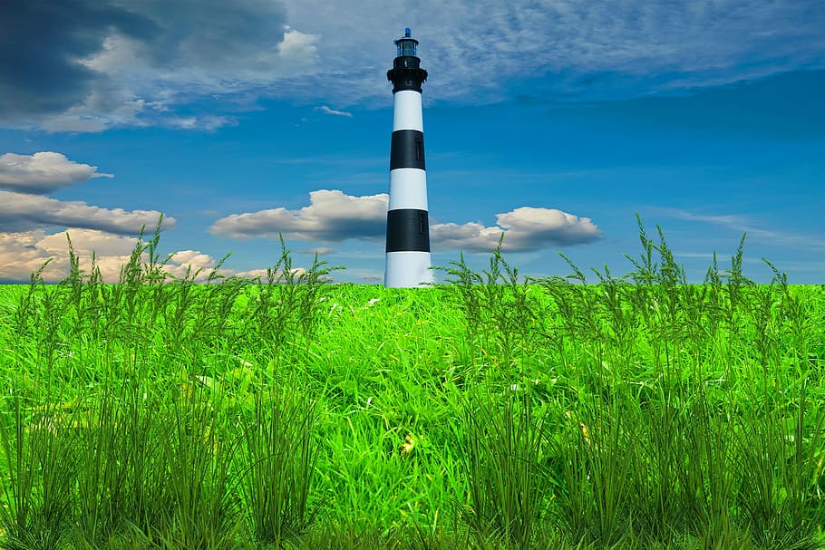 lighthouse, sky, rush, mood, holiday, landscape, idyll, plant HD wallpaper