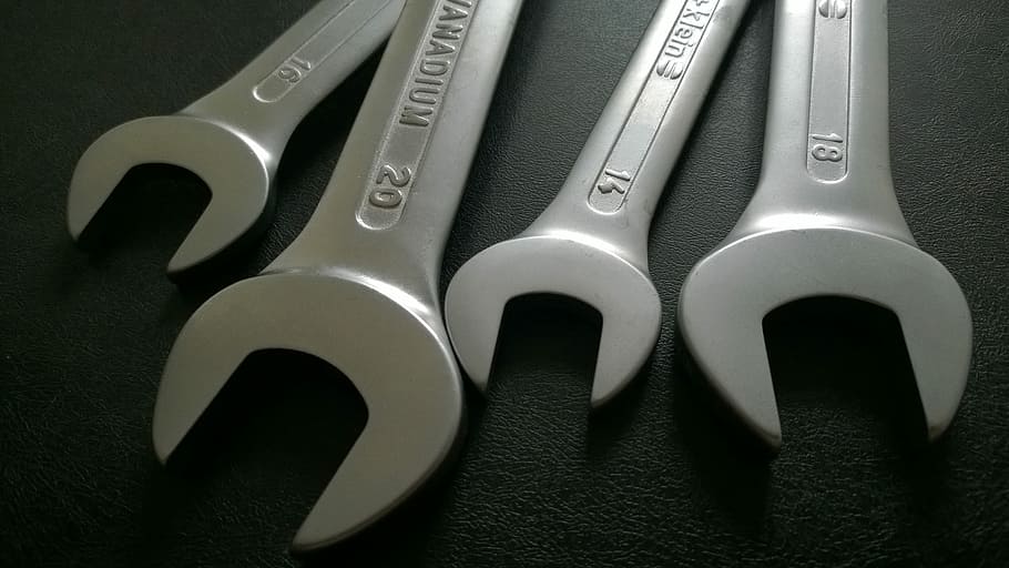 gray metal open-ended wrenches, Tool, Workshop, Sizes, equipment HD wallpaper