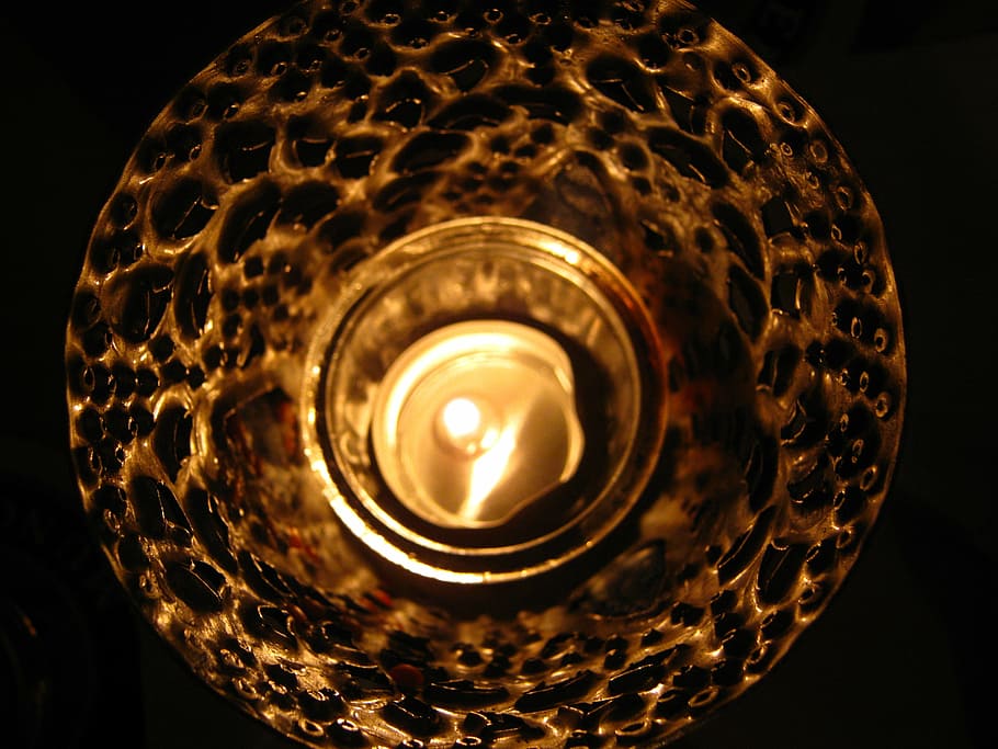 tealight, candle, about, reflexes, indoors, black background HD wallpaper
