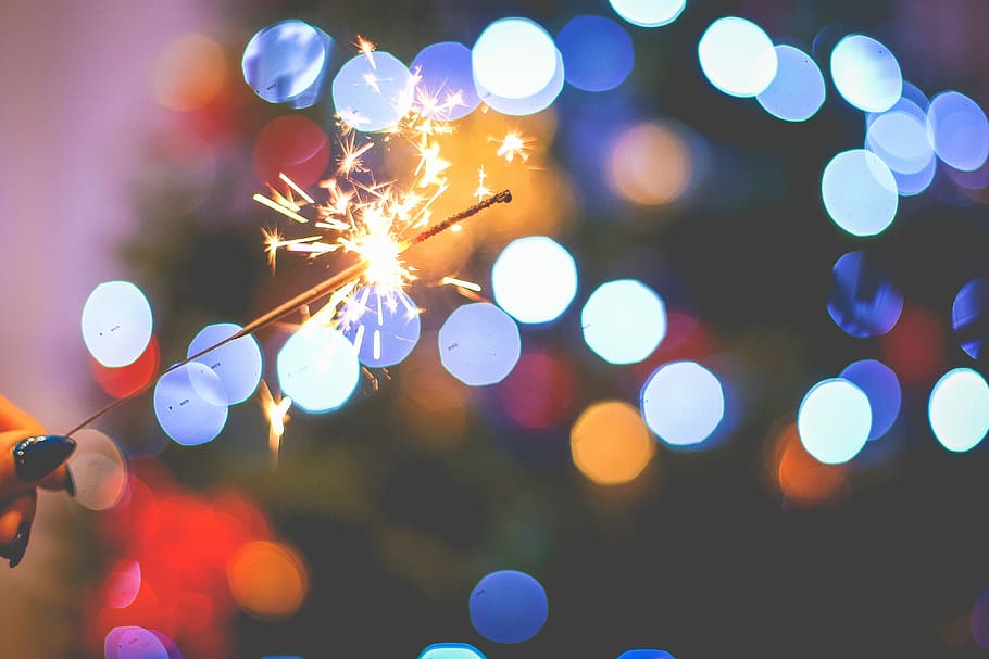 Christmas Sparklers Fun, christmas bokeh, christmas decoration