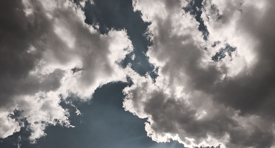 White and Gray Clouds, blue, clear, cloudy, sky, sunny, cloud - sky HD wallpaper