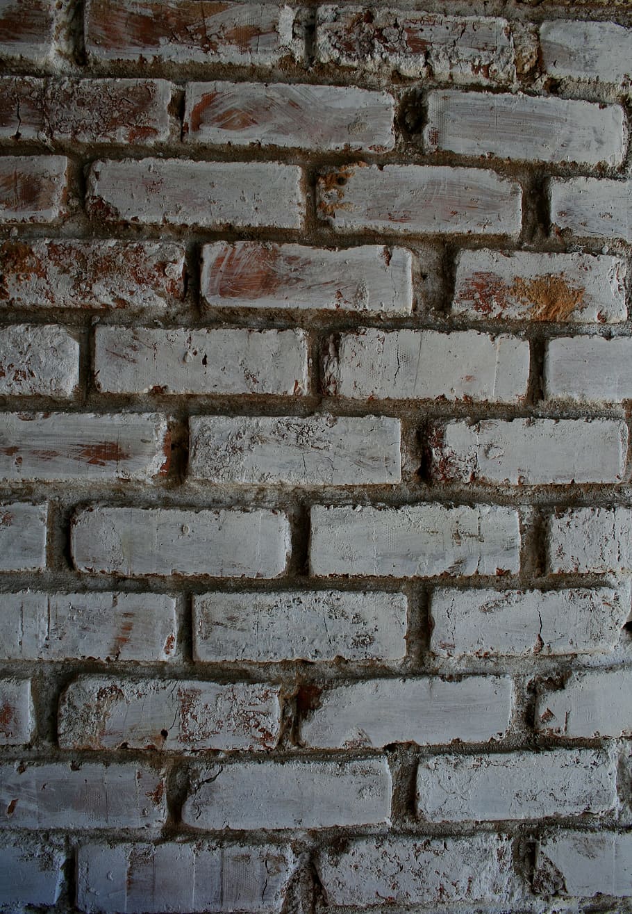 wall, brick, red, painted, white, patterned, rows, symetry HD wallpaper
