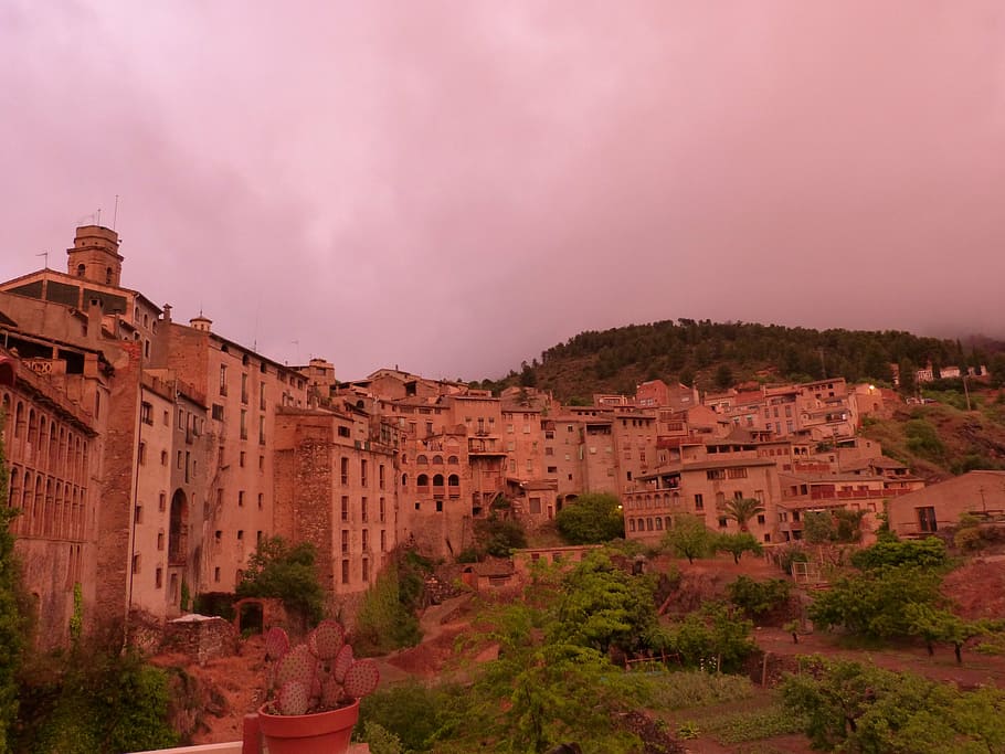 sky, red, people, sunset, landscapes, building exterior, architecture HD wallpaper