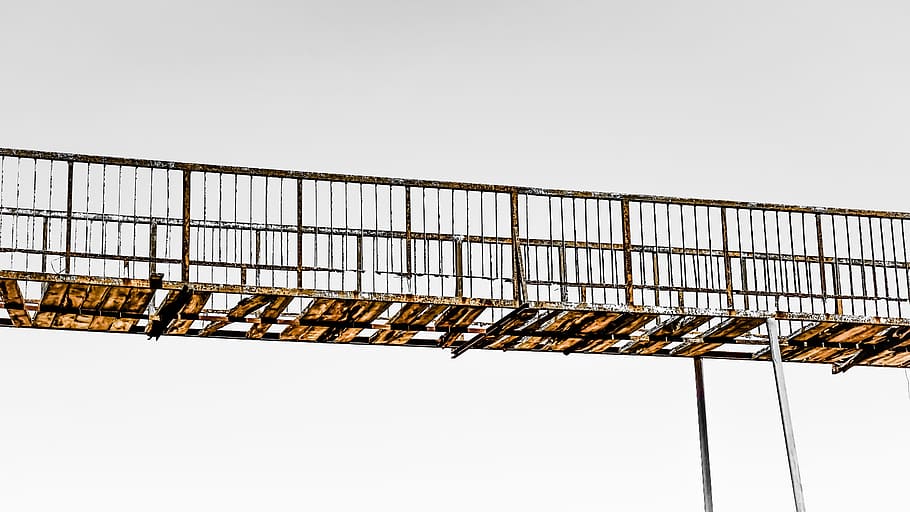 bridge, rusty, destroyed, disconnection, decay, abandonment HD wallpaper