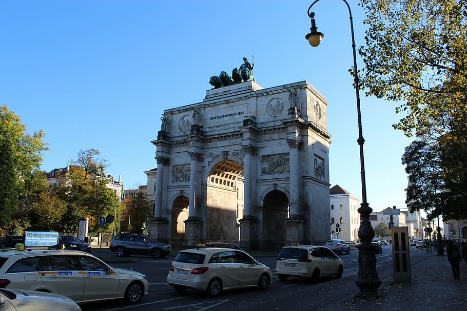 siegestor, munich, building, bavaria, germany, romantic, architecture HD wallpaper