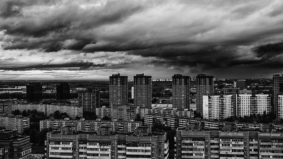 sky, khimki, evening sky, clouds, gloomy sky, sunset sky, dahl HD wallpaper