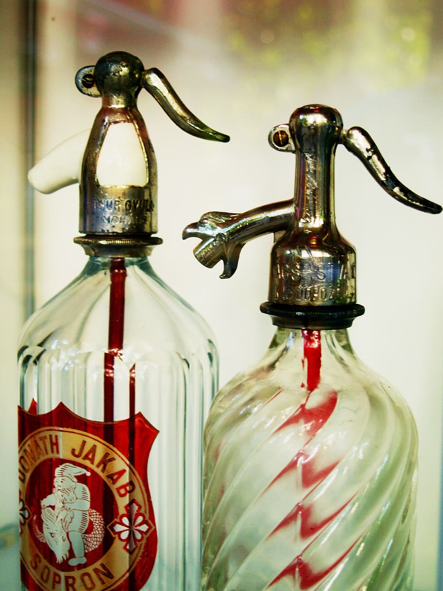 bottle, siphon, old, water, drink, mechanic, indoors, no people HD wallpaper