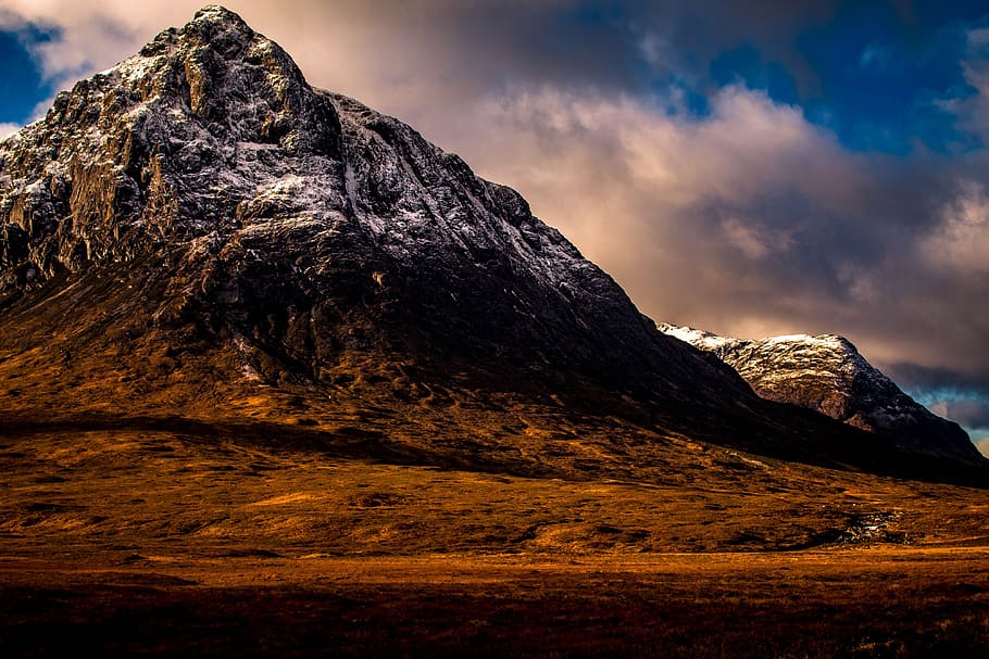 Panoramic Photography of Rock Mountain, clouds, daylight, field HD wallpaper