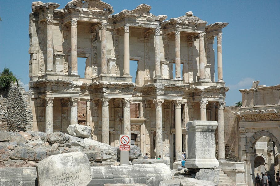 celsus, library, turkey, history, architecture, the past, architectural column HD wallpaper