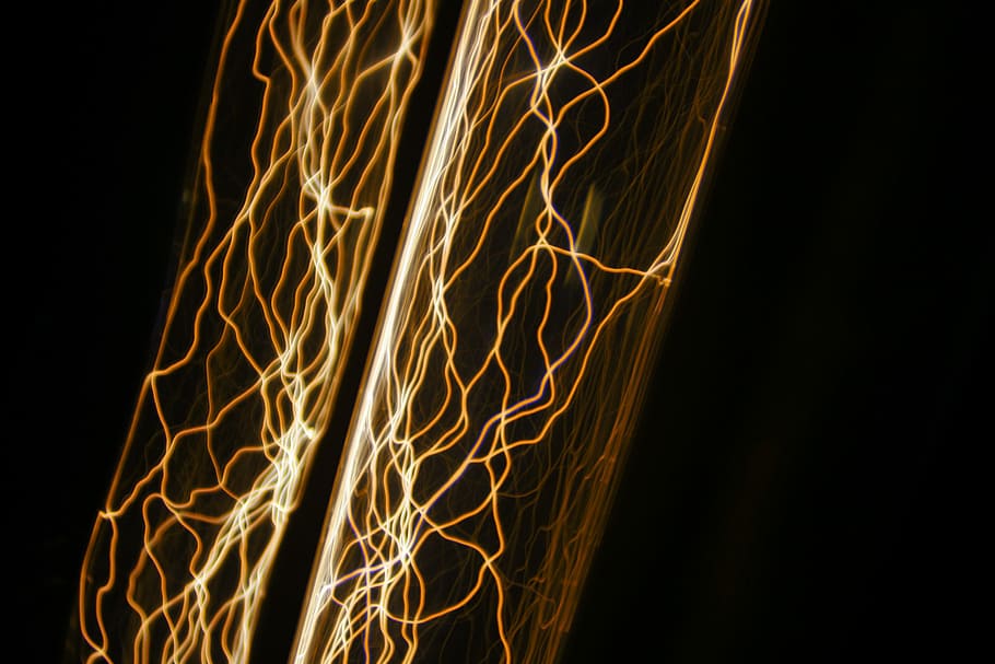 untitled, light, lines, black, orange, motion, illuminated HD wallpaper
