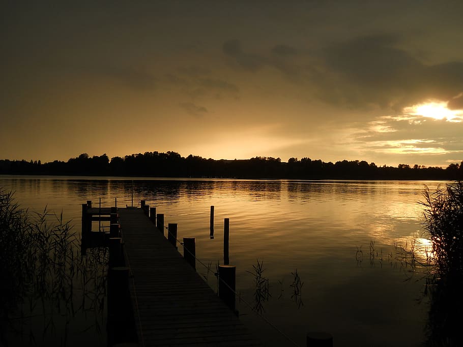 chiemsee, sunset, abendstimmung, sky, evening sky, water, lighting HD wallpaper