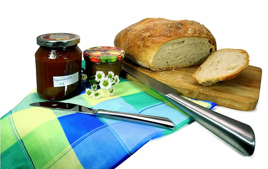 breakfast, bread, eat, bread slices, food, jam, snack, baked goods HD wallpaper