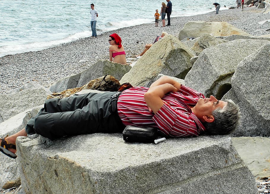 man, beach, concerns, rest, click, rügen, sassnitz, people HD wallpaper
