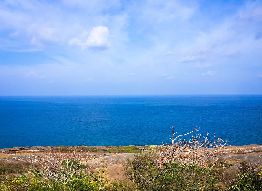 shore, blue, ocean, sky, sea, horizon, water, horizon over water HD wallpaper