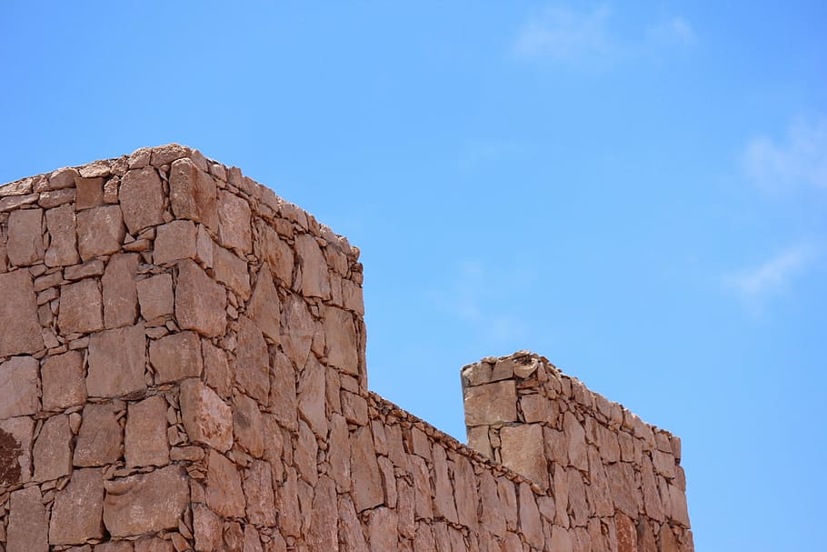 sky, castle, wall, the stone wall, architecture, built structure HD wallpaper