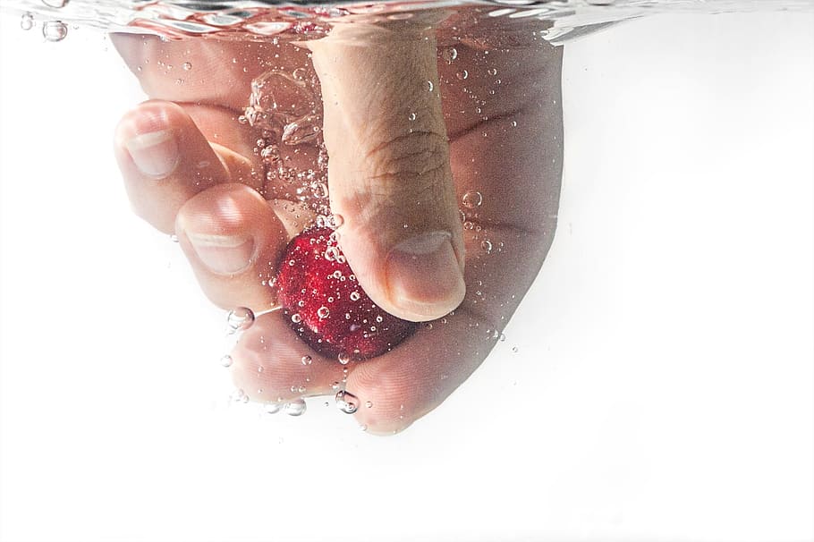 people, hand, water, bubbles, nail, red, human hand, human body part HD wallpaper