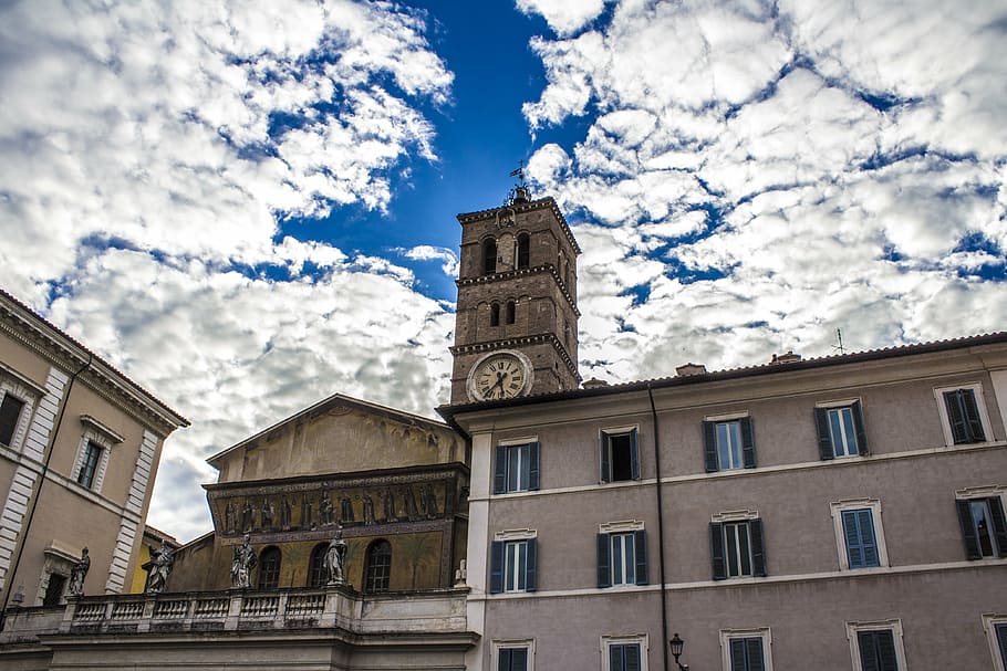 sky, clouds, tower, buildings, rome, church, architecture, europe HD wallpaper