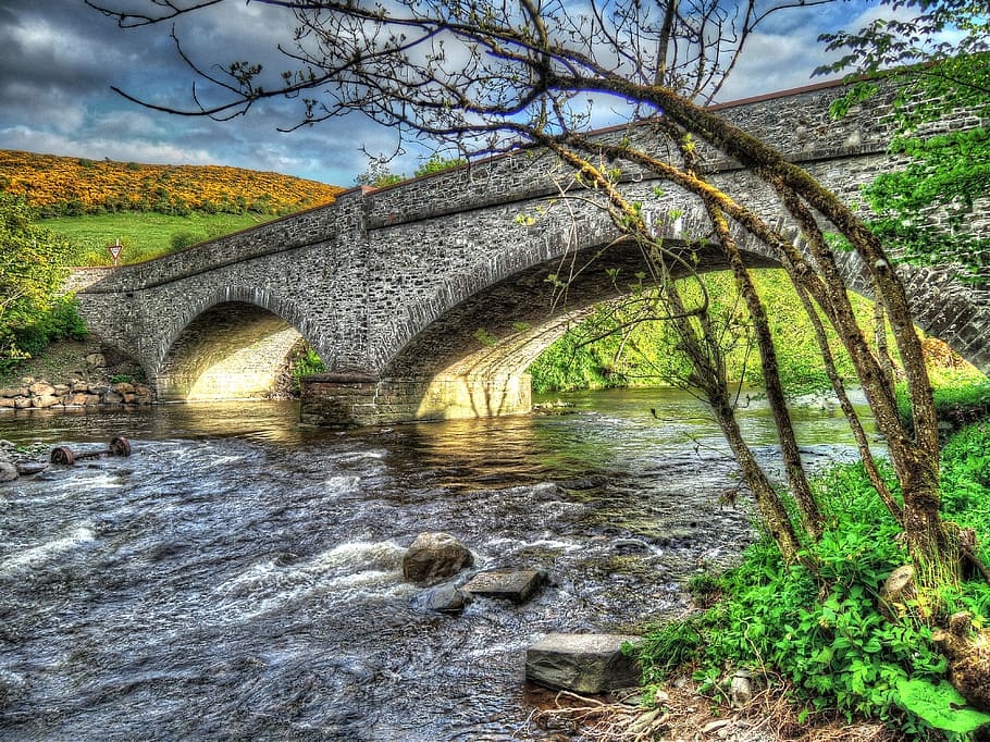 bridge, river, fast flowing water, bridge - Man Made Structure HD wallpaper