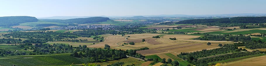 aerial photo of farm, panorama, fields, vineyards, agriculture, HD wallpaper