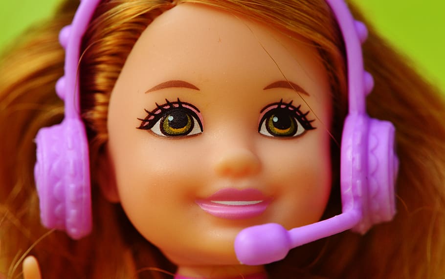 child, music, barbie, sing, headphones, microphone, girl, toys