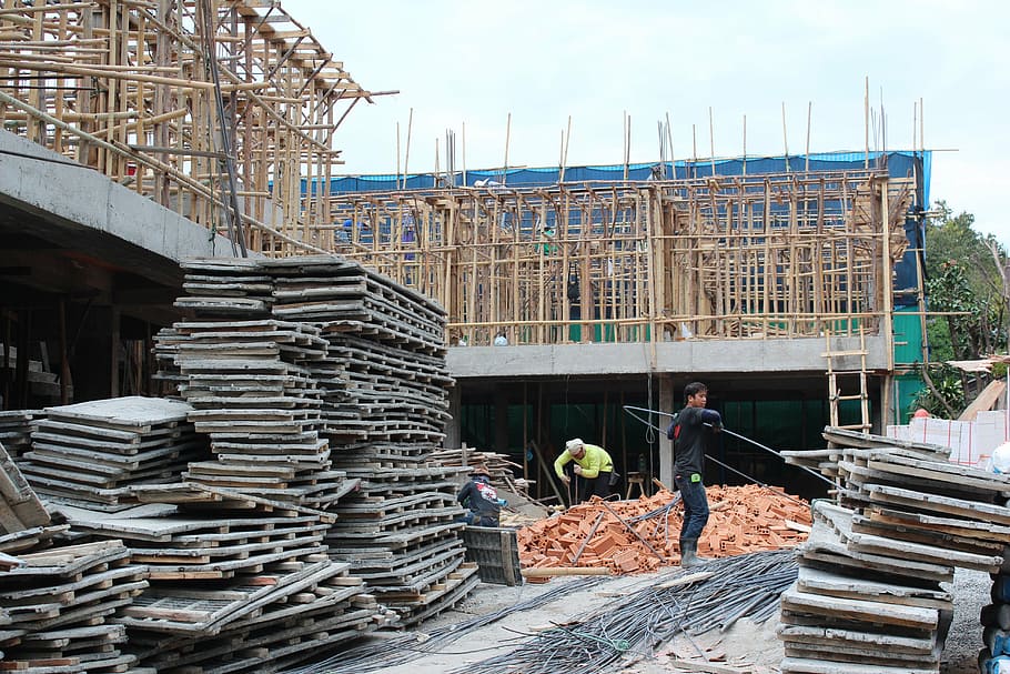 site, scaffold, scaffold construction, construction work, support HD wallpaper