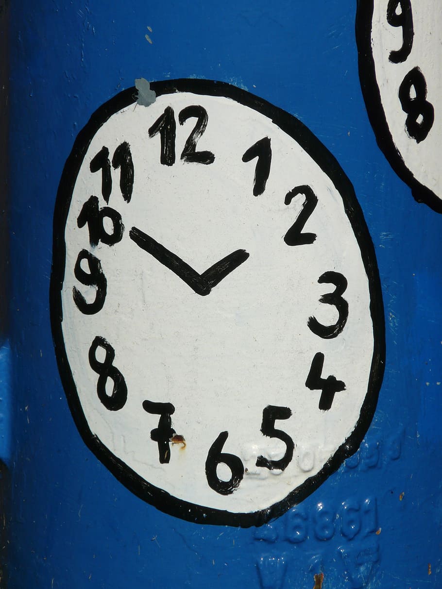 clock, time of, clock face, pointer, paint, painted, blue, number HD wallpaper