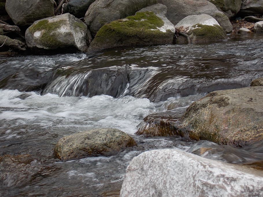 water, nature, stream, rock, river, rock - object, solid, flowing water HD wallpaper