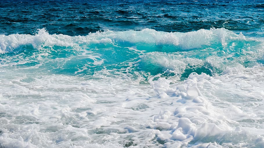 waves, smashing, foam, spray, sea, nature, wind, power, splash HD wallpaper