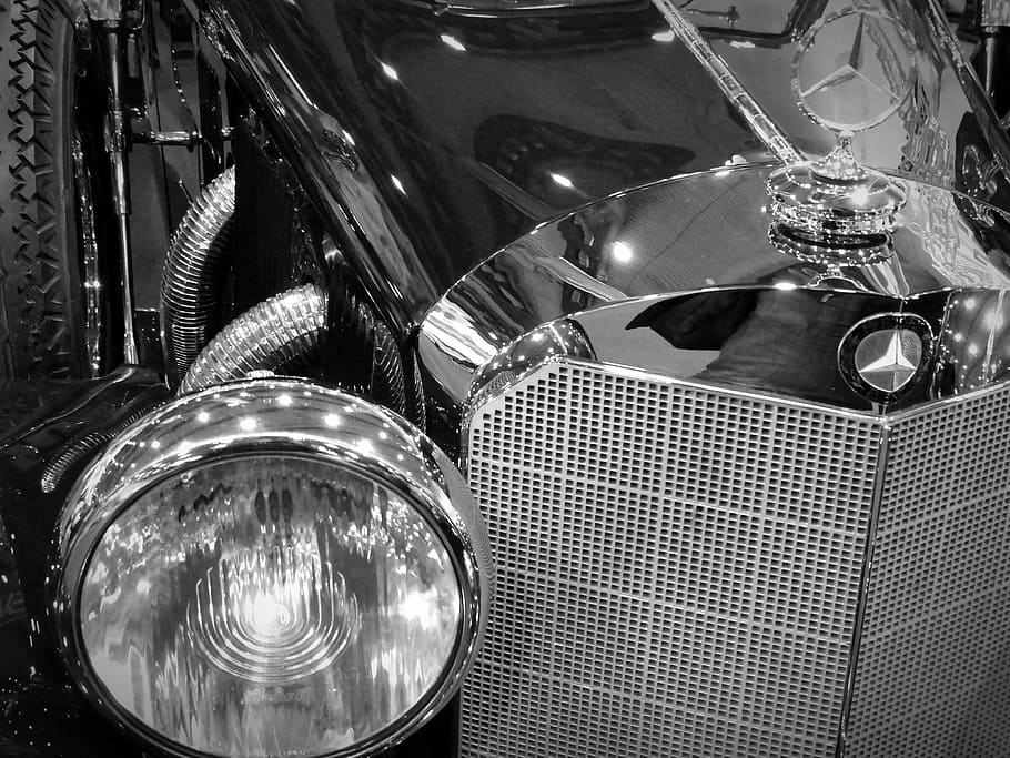 Oldtimer, Mercedes, Spotlight, Emblem, classic, grille, vintage car automobile HD wallpaper