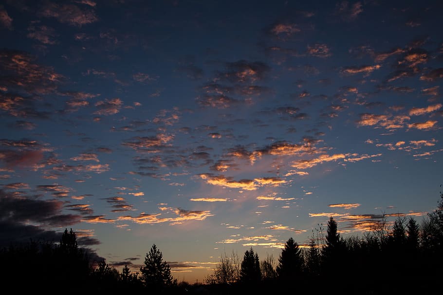 sunrise, clouds, blue, sky, clear, sunny, beautiful, morning HD wallpaper