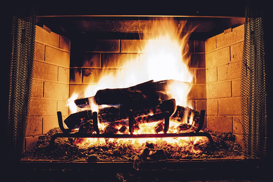 fire, woods, spark, heat, heat - temperature, fireplace, flame HD wallpaper