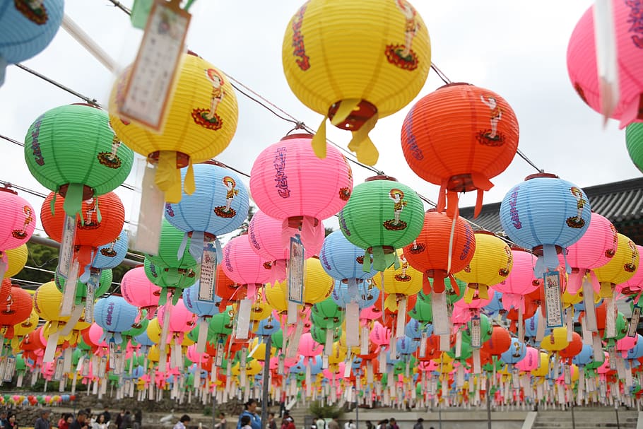 balloon, fun, congratulations, lantern, multi colored, hanging HD wallpaper