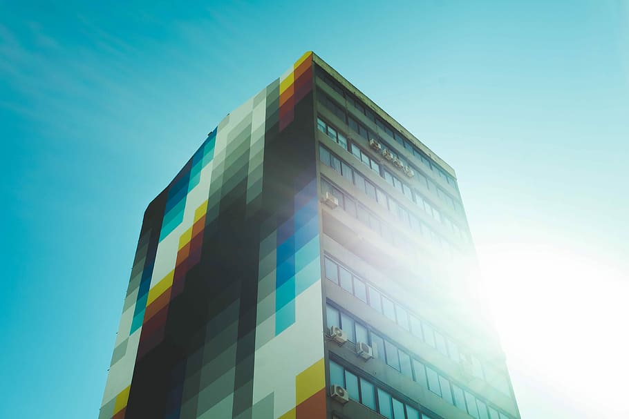 building visual concept, low angle photograph of multicolored building HD wallpaper