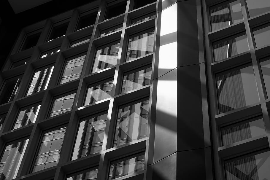 gray concrete building, worm's-eye view photography of concrete building HD wallpaper