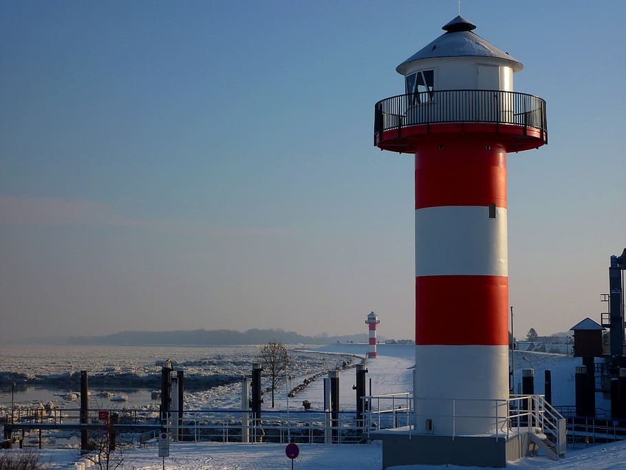 Elbe, Lighthouse, Beacon, Nature, seafaring, navigation, water HD wallpaper