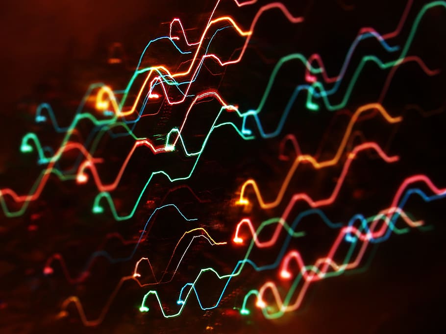 multicolored string lights, Dark, Pattern, Illuminated, electric HD wallpaper
