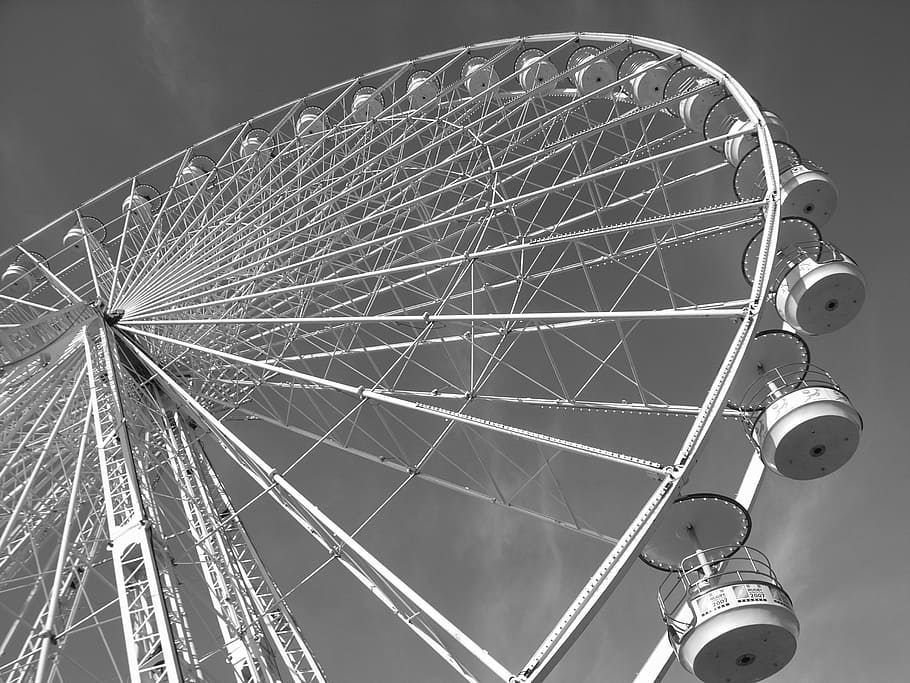 ferris wheel, paris, sky, amusement park ride, arts culture and entertainment HD wallpaper