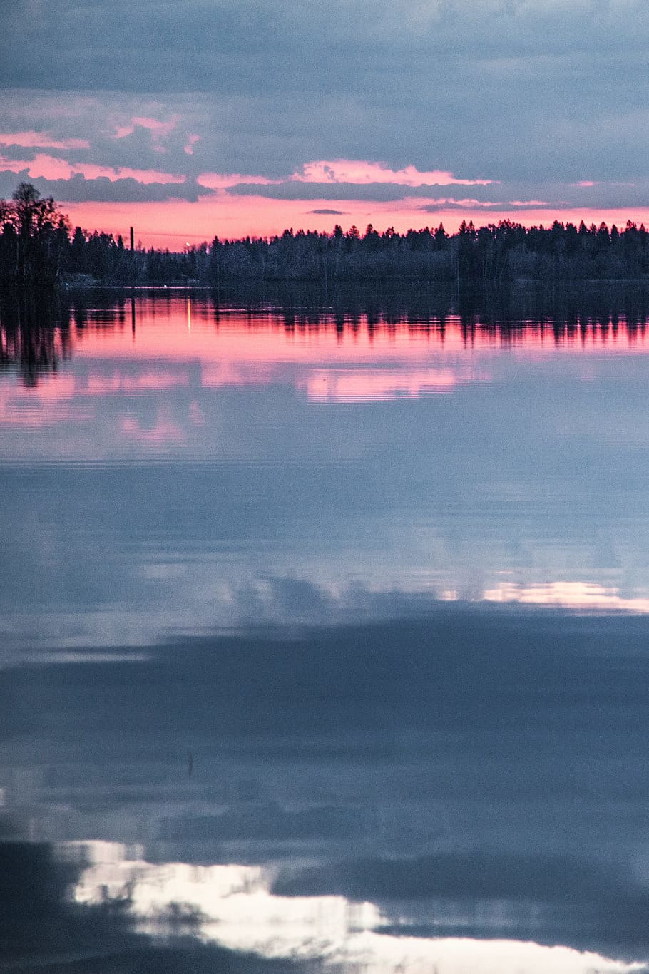 Lake, Reflection, Night, Evening, sky, dark, water, nature HD wallpaper