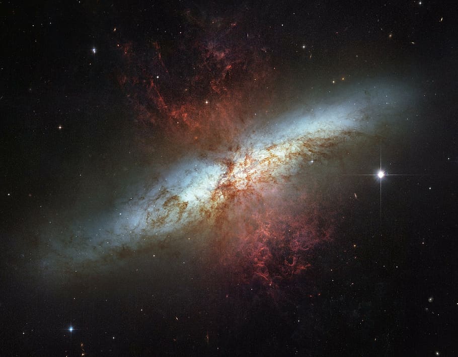milkyways galaxy, messier 82, ngc 3034, m82, spiral galaxy, constellation large bear, HD wallpaper